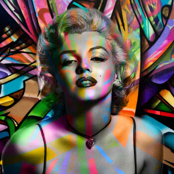 Digital Arts titled "Marilyn Graffiti" by Odin Doisy, Original Artwork, Digital Painting