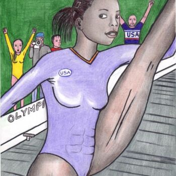 Dessin intitulée "gabby douglas olymp…" par Odinel Pierre  Junior, Œuvre d'art originale, Autre
