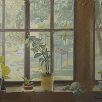 Pintura intitulada "On the Porch" por Oksana Slezina, Obras de arte originais, Óleo