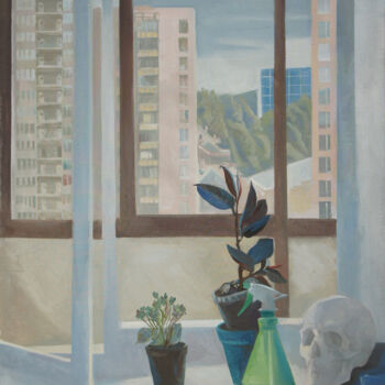 Schilderij getiteld "My Window" door Oksana Slezina, Origineel Kunstwerk, Olie