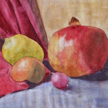 Painting titled "Fruit and vegetables" by Mikala Lykke, Original Artwork