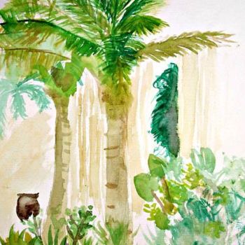 Painting titled "Palms in Huahin, Ta…" by Mikala Lykke, Original Artwork