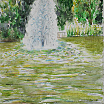 Картина под названием "Fountain in the loc…" - Mikala Lykke, Подлинное произведение искусства