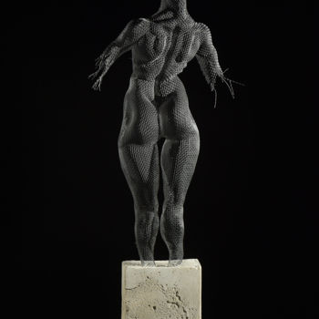 Sculpture titled "Female Back Pose" by Ofer Rubin, Original Artwork, Metals