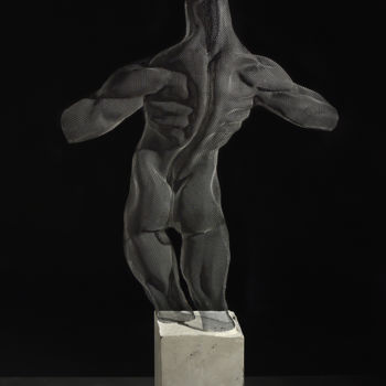 Sculpture titled "Male Nude Back" by Ofer Rubin, Original Artwork, Metals