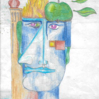 Drawing titled "Brain Damage" by Heyno Albert Egloffstein, Original Artwork, Conté