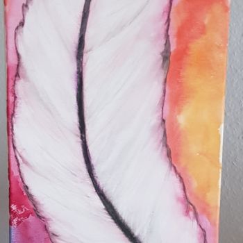 Painting titled "Feder / Feather" by Diana Hermes, Original Artwork, Watercolor