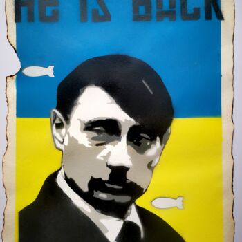 Schilderij getiteld "He is back" door Daveschloffi, Origineel Kunstwerk, Stencil