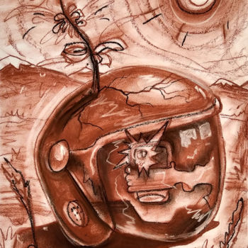 Peinture intitulée "Helmet" par Kirill Karpov, Œuvre d'art originale, Pastel