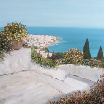 Painting titled "Ligurian Riviera It…" by Oksana Gnatyuk, Original Artwork, Oil