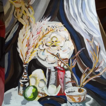 Pittura intitolato "Натюрморт со львом" da Anastasiia Ognevchuk, Opera d'arte originale, Gouache