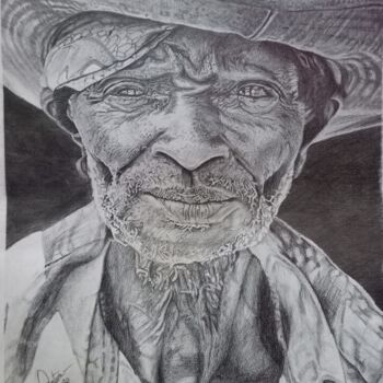 Dessin intitulée "Old man drawing" par Art Darlington Darlington, Œuvre d'art originale, Crayon