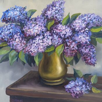 绘画 标题为“Lilacs” 由Olga Hanns (O. Hanns), 原创艺术品, 油