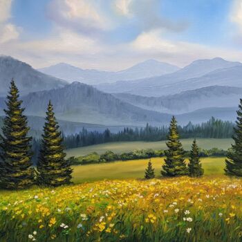Malerei mit dem Titel "Berge Landschaft 9.…" von Olga Hanns (O. Hanns), Original-Kunstwerk, Öl