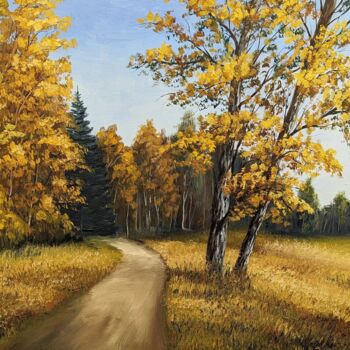 Pintura intitulada "Herbst Landschaft 0…" por Olga Hanns (O. Hanns), Obras de arte originais, Óleo
