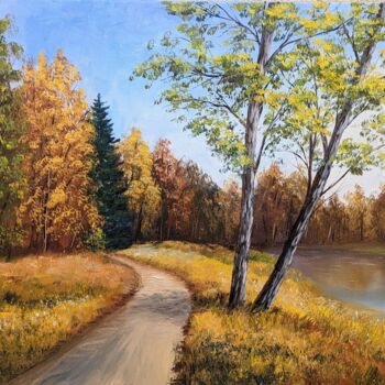 Malerei mit dem Titel "Herbst Landschaft a…" von Olga Hanns (O. Hanns), Original-Kunstwerk, Öl