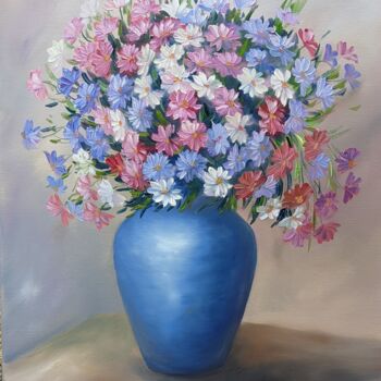 Painting titled "Sommer Blumenstrauß…" by Olga Hanns (O. Hanns), Original Artwork, Oil