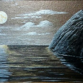 Pintura titulada "Луна над морем.jpg" por Odzhan Naumkin, Obra de arte original, Acrílico