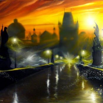 Painting titled "Magic Prague" by Oilart, Original Artwork, Oil