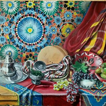Painting titled "tableau traditionnel" by Mohamed Oirdi, Original Artwork, Acrylic
