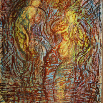 Картина под названием "купальщецы" - Oksana Prudnikova, Подлинное произведение искусства, Акварель