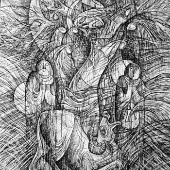Rysunek zatytułowany „народження” autorstwa Oksana Prudnikova, Oryginalna praca, Długopis żelowy