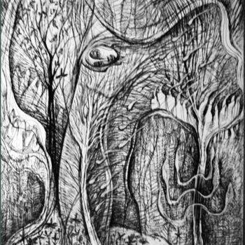 Рисунок под названием "икар_02" - Oksana Prudnikova, Подлинное произведение искусства, Гелевая ручка