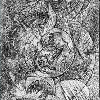 Disegno intitolato "народження всесвіту" da Oksana Prudnikova, Opera d'arte originale, Penna gel