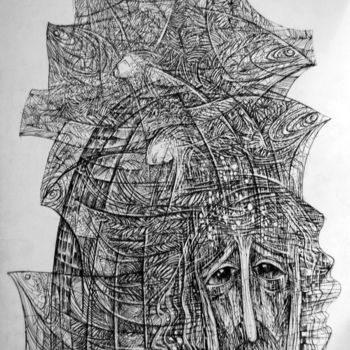 Рисунок под названием "клетка-освобождение" - Oksana Prudnikova, Подлинное произведение искусства, Гелевая ручка