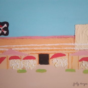 Malerei mit dem Titel "Café de la plage Sa…" von Pulsart, Original-Kunstwerk