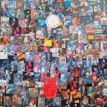 Collages intitulée "Légendes des rockers" par Pulsart, Œuvre d'art originale, Collages Monté sur Châssis en bois