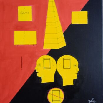 Painting titled "Les fantomes numéri…" by Pulsart, Original Artwork, Acrylic