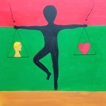 Painting titled "EQUILIBRISTE" by Pulsart, Original Artwork, Acrylic Mounted on Wood Stretcher frame