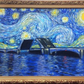 Картина под названием "Питерская ночь" - Оксана Терехова, Подлинное произведение искусства, Масло Установлен на картон