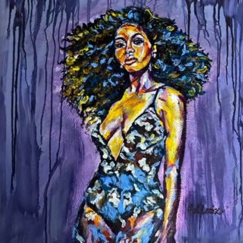Pittura intitolato "Sexy African Woman…" da Oksana Almiz, Opera d'arte originale, Olio