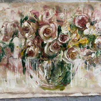 Картина под названием "Розовые розы" - Oksana Almiz, Подлинное произведение искусства, Акрил