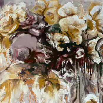 Картина под названием "Flowers abstract" - Oksana Almiz, Подлинное произведение искусства, Акрил