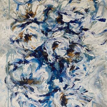 Картина под названием "Blue bloom" - Oksana Almiz, Подлинное произведение искусства, Акрил