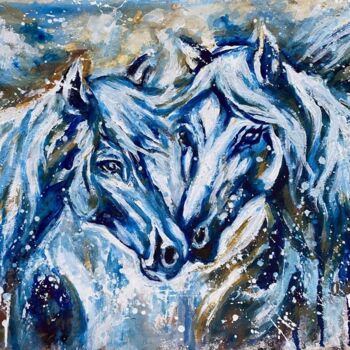 "Horses white" başlıklı Tablo Oksana Almiz tarafından, Orijinal sanat, Akrilik