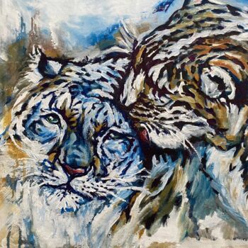 Картина под названием "Tiger love" - Oksana Almiz, Подлинное произведение искусства, Акрил