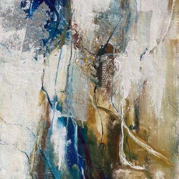 Pittura intitolato "White blue abstract" da Oksana Almiz, Opera d'arte originale, Acrilico