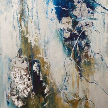 Картина под названием "Blue white abstract" - Oksana Almiz, Подлинное произведение искусства, Акрил