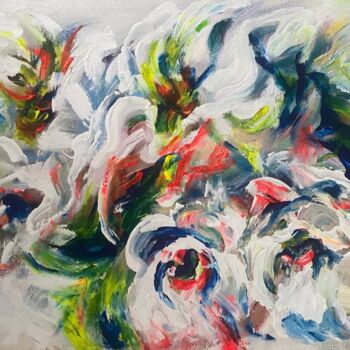 Painting titled "bright flowers" by Oksana Almiz, Original Artwork, Acrylic