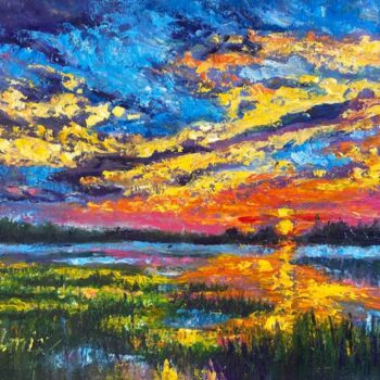 Painting titled "Bright twilight" by Oksana Almiz, Original Artwork, Oil