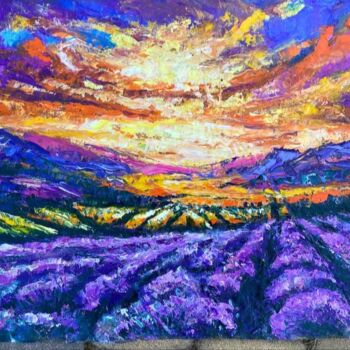 Painting titled "Lavenders field" by Oksana Almiz, Original Artwork, Oil