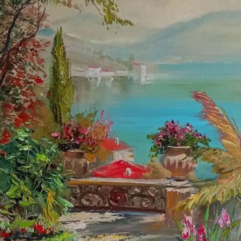 Painting titled "Sunny Italy" by Oksana Baranova, Original Artwork, Oil