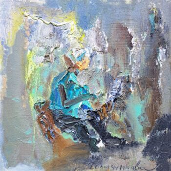Картина под названием "Художник" - Oksana Golichenkova, Подлинное произведение искусства, Масло Установлен на Деревянная рам…