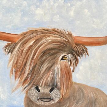 Peinture intitulée "highland cow oil pa…" par Oksana Harris, Œuvre d'art originale, Huile