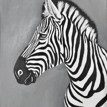Peinture intitulée "Zebra Painting Anim…" par Oksana Harris, Œuvre d'art originale, Huile