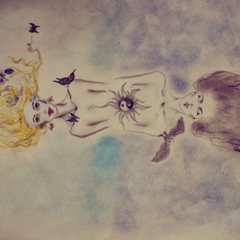 Картина под названием "ying et le yang" - Oksana Koliban, Подлинное произведение искусства, Масло